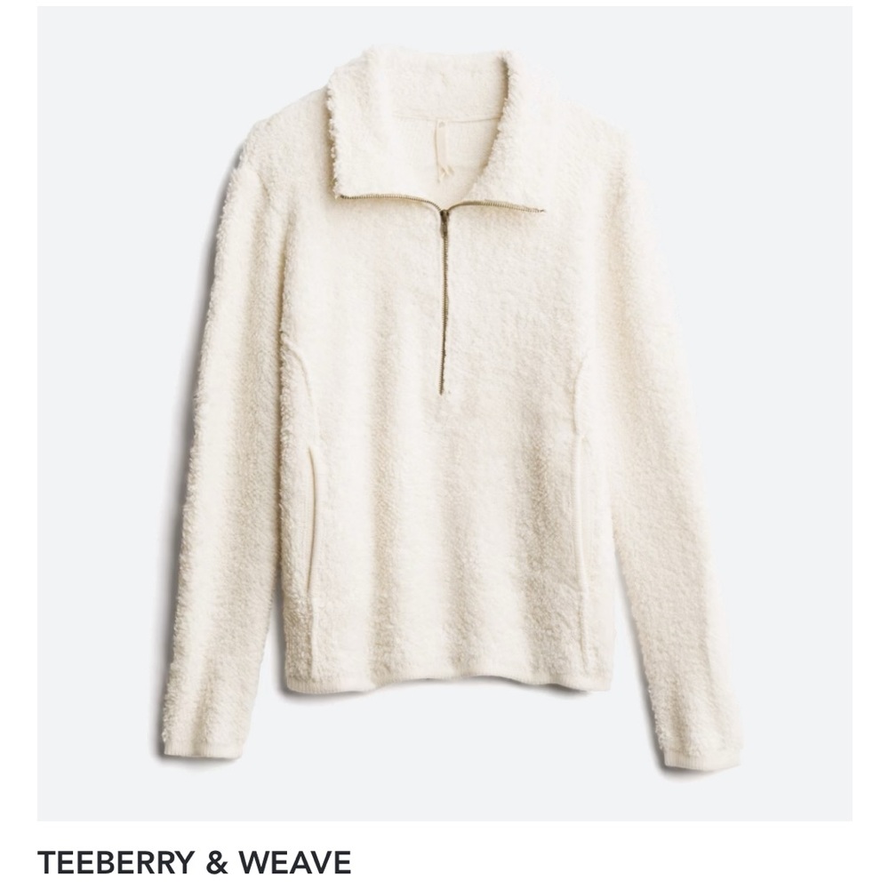 TeeBerry & Weave Cream Golly Sherpa Fur Quarter Zip Pullover - Size Large
